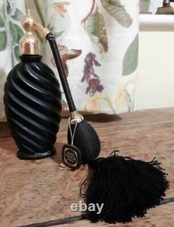 Beautiful Marcel Franck Black Glass Perfume Bottle / Atomizer Original Label
