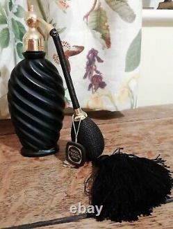 Beautiful Marcel Franck Black Glass Perfume Bottle / Atomizer Original Label
