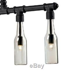 Bel Air Lighting Volta 4-Light Black Pendant with Glass Bottle Shades