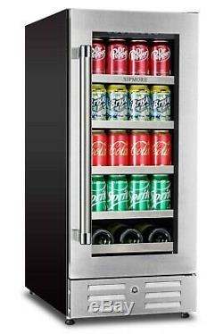 Beverage Refrigerator 88 Can+3 Bottle Double-Layer Glass Door Slide Way Shelve