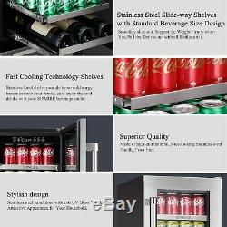 Beverage Refrigerator 88 Can+3 Bottle Double-Layer Glass Door Slide Way Shelve
