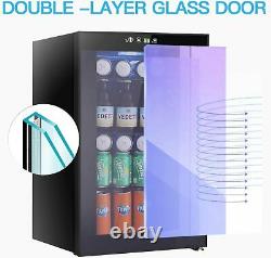 Beverage Refrigerator and Cooler 85 Can or 60 Bottles Capacity With Glass Door