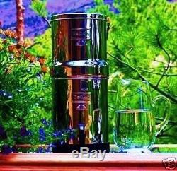 Big Berkey Water Filter w 2 Black Filters + Sight Glass Spigot and Free Bottle