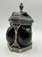 Black Bubble Glass Vintage Caged Apothecary Lidded Jar 6.5 Tall Heavy