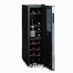 Black Freestanding Wine Cooler Bar Small 18 Bottle Glass Fridge Touch Screen New