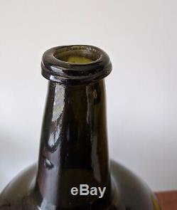Black Glass Bottle Mallet Demijohn Form Antique late 1700s