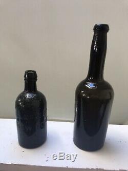 Black Glass Bottle RARE Base Embossed Ladys Leg Whiskey Wynand Fockink 1860s