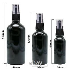 Black Glass Bottles with Black Mist Spray Pump Atomiser Aromatherapy Oils Liquid