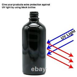 Black Glass Bottles with Black Mist Spray Pump Atomiser Aromatherapy Oils Liquid