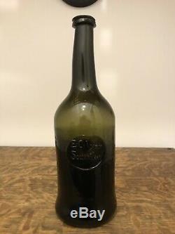 Black Glass E Coyler Wine Bottle With Seal Pontil Georgian 1780 Cylinder Kent