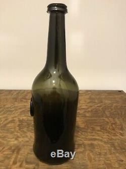 Black Glass E Coyler Wine Bottle With Seal Pontil Georgian 1780 Cylinder Kent