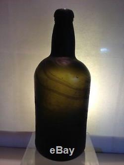 Black Glass Sand Pontil Mallet Rum c. 1800-1815 Salt Water Etched