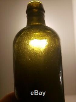 Black Glass Utility Bottle- antique circa 1830 with Drippy lip