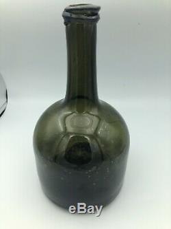 Black Glass mallet (onion) Kick Up With Pontil Base Bottle 1720-1760 String Lip