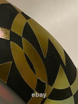 Black / Gold Tuxedo Art Glass Hand Blown Perfume Bottle Signed Correia