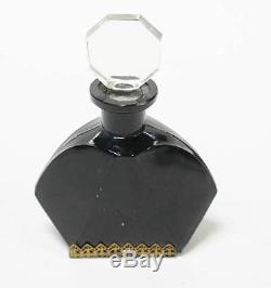 Black Perfume Bottle Jeweled Czecholesivan Bohemian Glass Dauber