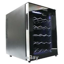 Black Thermoelectric Wine Cooler With Mirror Door 16 in. 20-Bottle Tinted Glass