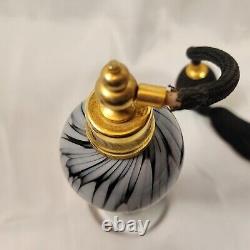 Black White Perfume Bottles 1 Atomizer 1 Swirl Golden Crown 1886 E&R Set 2 READ