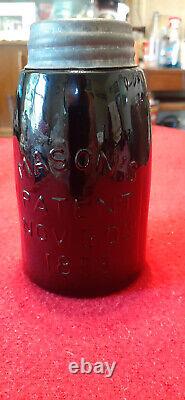 Black glass midget pint masons pat Nov 30th 1858 fruit jar Dream Series