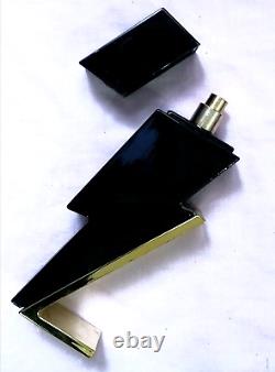 Black glass perfume bottle atomizer featured shale excellent condition