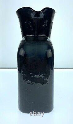 Blenko Glass 384 Water Bottle in Black Amethyst Signed Uncommon Color