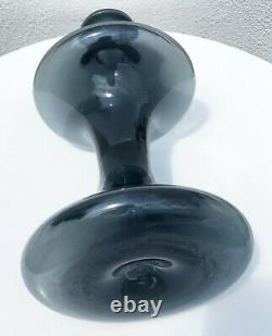Blenko Wayne Husted #563 Charcoal Gray Hourglass Bottle Decanter Vase No Stopper