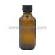 Boston Round 2 Oz Amber Glass Bottles With Poly Cone Lined Black Caps