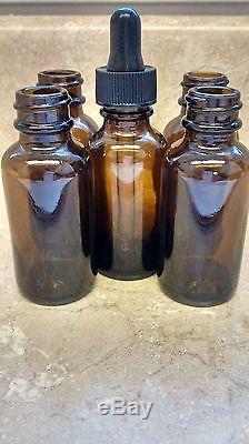 Boston Round AMBER Glass Bottles 1 oz With black Droppers (360 CT)