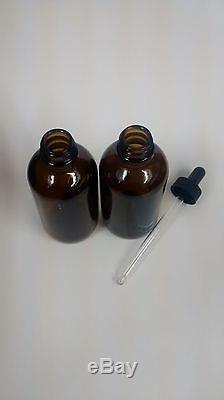 Boston Round AMBER Glass Bottles 4 oz With black Droppers (128 CT)