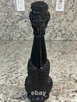 Bottle in Black Glass French Circa 1950 Poodle Dog