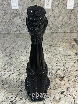 Bottle in Black Glass French Circa 1950 Poodle Dog