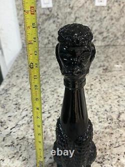 Bottle in Black Glass French Circa 1950 Poodle Dog