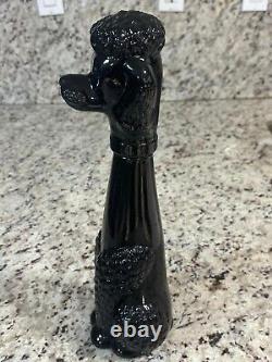 Bottle in Black Glass French Circa 1950 Poodle Dog