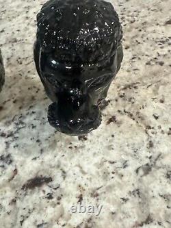 Bottle in Black Glass French Circa 1950 Poodle Dog