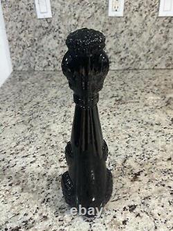 Bottle in Black Glass French Circa 1950 Poodle Dog