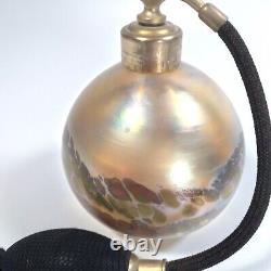 Bri'oni Brioni Perfume Art Glass Bottle Iridescent With Black Tassel Atomizer