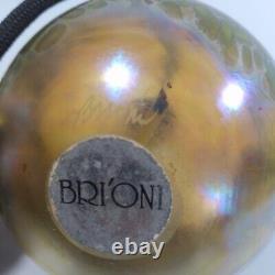 Bri'oni Brioni Perfume Art Glass Bottle Iridescent With Black Tassel Atomizer