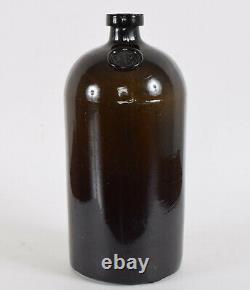 British Navy Black Glass Lime Juice Bottle VR Anchor Seal Circa 1860