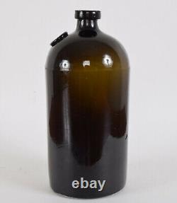 British Navy Black Glass Lime Juice Bottle VR Anchor Seal Circa 1860