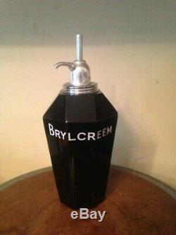 Brylcreem Black Glass Barber Shop Dispensing Bottle #2 c1940