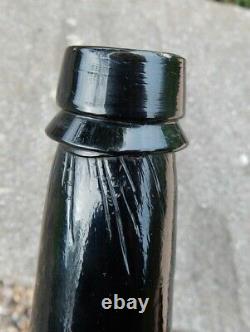 Brynker Bryn Ker Wales circa 1840 black glass seal wine bottle full shean
