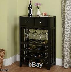 Buffet Cabinet Table With Wine Rack Black Bar Server Storage Glasses 20 Bottle