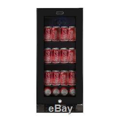 Built In Beverage Refrigerator Cooler Black Glass 80 Can 33 Bottle 3.4 Cu Ft