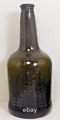 C1740 Pontil Free Blown Black Glass Wine Bottle Pirate