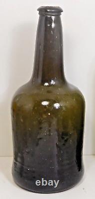 C1740 Pontil Free Blown Black Glass Wine Bottle Pirate