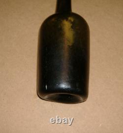 C1800 Pontil Free Blown Black Glass Long Neck Utility Rum Bottle Dutch Pirate