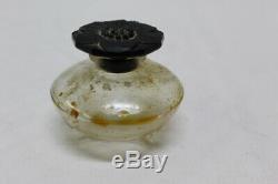 CARON Perfume Bottle 1.232oz Black Amethyst Flower Glass Stopper Top Narcisse