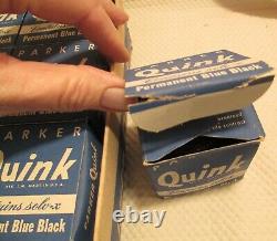 CASE 12 Bottles Vintage PARKER Quink 2oz Bottle Ink Permanent Blue-Black 11 NEW