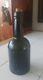 Ca 1850s English Black Glass Utility Bottle White Led Oxide Pontil Scar