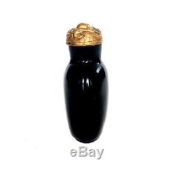 CHINESE Qing Dynasty Black Glass w Gold Aventurine-Splash Snuff Bottle 1740-1820